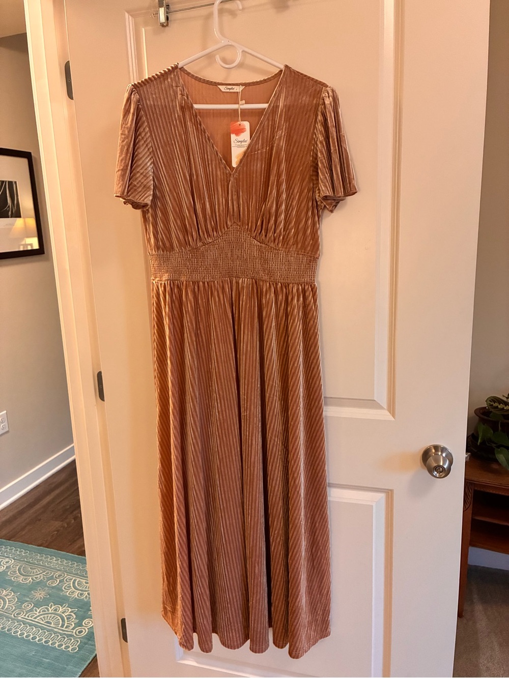 Women’s Maxi Velvet Dress in Champagne